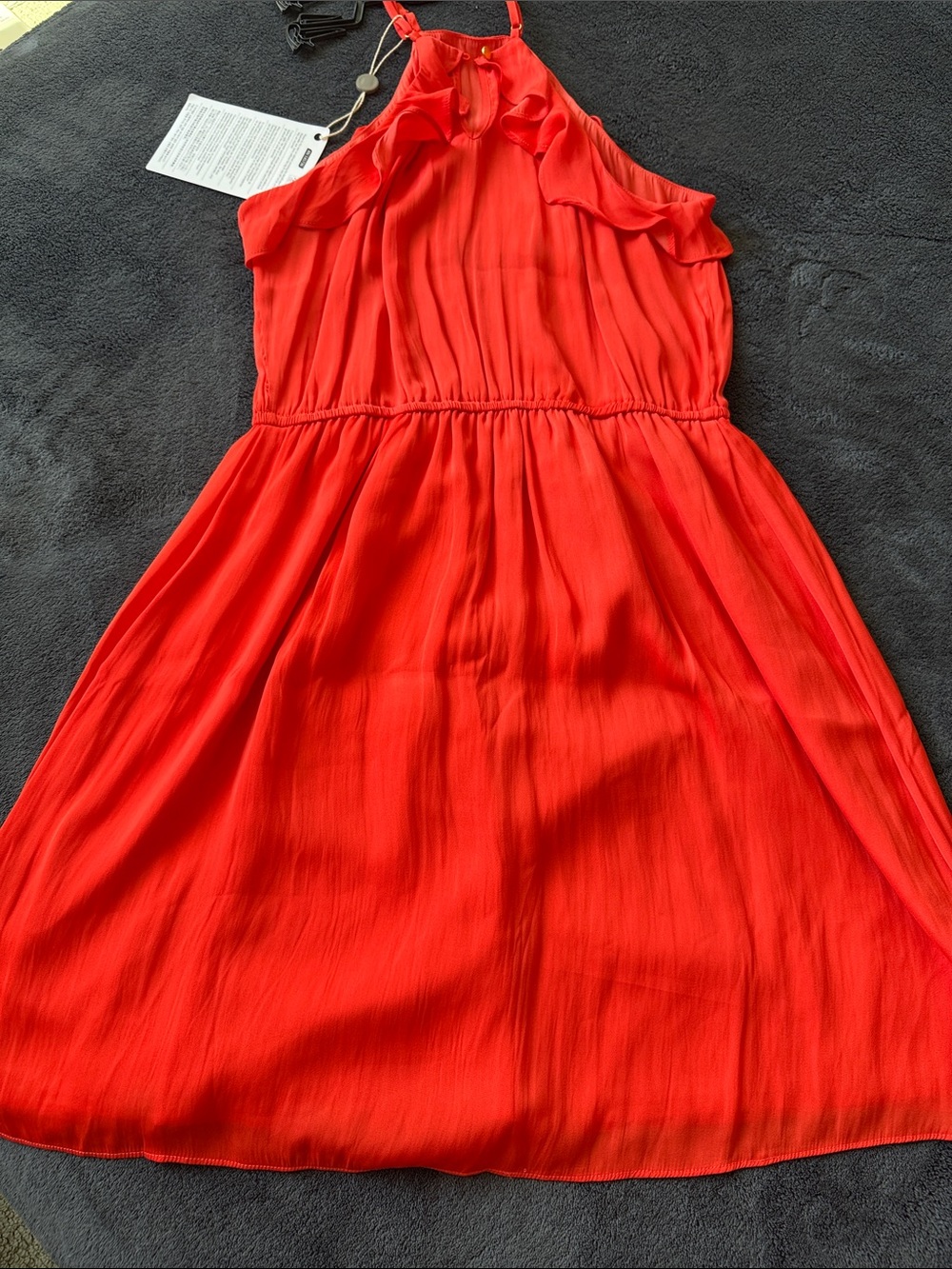 Tart Red Ruffled Halter Mini Dress